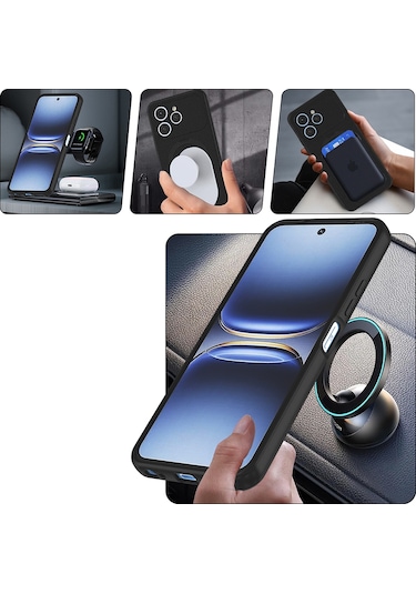Mobilefix Tecno Spark 40 Kılıf M-safe Şarj Özellikli Standlı Zore Samara Kapak - Siyah
