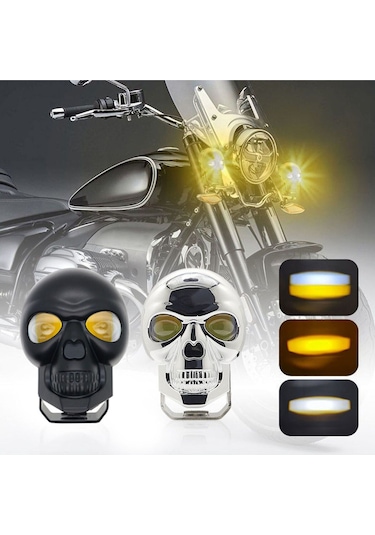 Kuru Kafa Şeklinde Motosiklet Led Spot Far Sürüş Sis Gidon Lambası 1 Adet Siyah