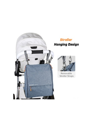 Geekyou 300d Polyester Çift Omuzlu Bebek Çanta - Su Geçirmez, Geniş Hafıza, Bebek Arabası Askısı + Bez Değişim Matı + Islak Çanta - Mavi Kot Mavi