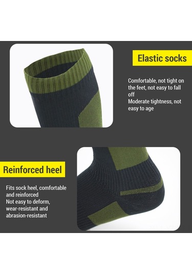 Yuntech01 Su Geçirmez Uzun Konforlu Outdoor Çorap - Yürüyüş, Kamp, Bisiklet İçin Yeşil