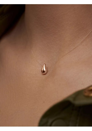 Marıola Balina İpliğinde Asılı Damla Kolye Görünmez Kolye 235747994 Altın