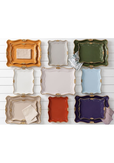 Madame Coco Camelote Varaklı Büyük Tepsi 1plse03243x34x9cm-soft Ekru