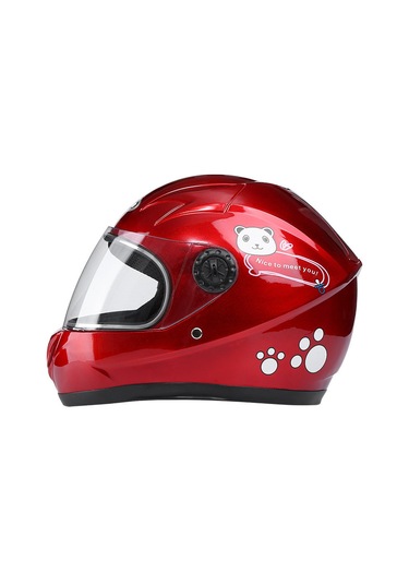 Çocuk Kask Çocuk Kask Elektrikli Araba Kask Sonbahar Ve Kış Erkek Ve Kadın Kask-kırmızı Kırmızı