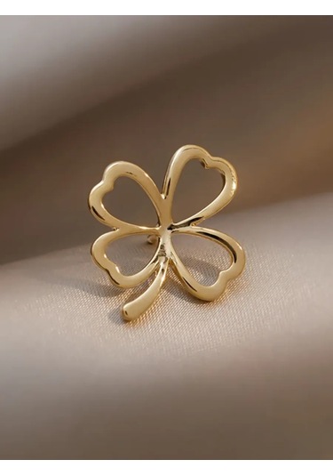 Olfil Broş-mini Yonca Işıl Işıl Minimalist Tarz 191651060 Altın Rengi