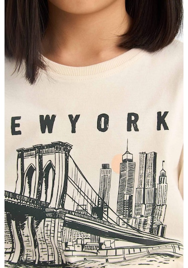 DeFacto Kız Çocuk Relax Fit Bisiklet Yaka Baskılı Kısa Kollu Tişört E0355A825SMER233 Ekru DeFacto Kız Çocuk Relax Fit Bisiklet Yaka Baskılı Kısa Kollu Tişört E0355A825SMER233 Ekru