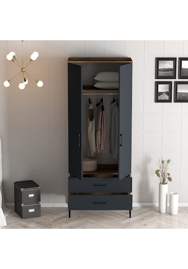 Variant Kumsal 2 Kapılı T Gardrop - Ceviz / Antrasit