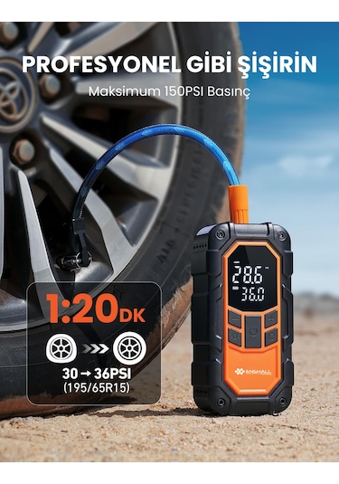 8000mah Şarjlı Auhma Acil Durum Akü Takviyeli Kompresör
