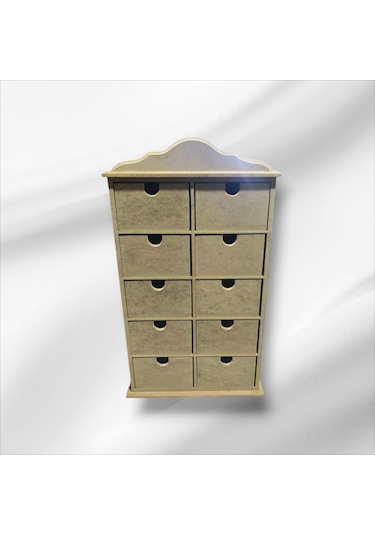 Ahşap Boyanabilir 10 Çekmeceli Takı-aksesuar Organizer Kutu