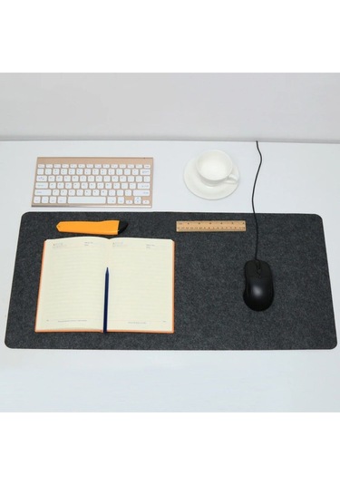Çalışma Masası Düzenleyici Keçe Bilgisayar Mouse Pedi Masa Üstü Düzenleyici Mat 70x33 Cm Siyah