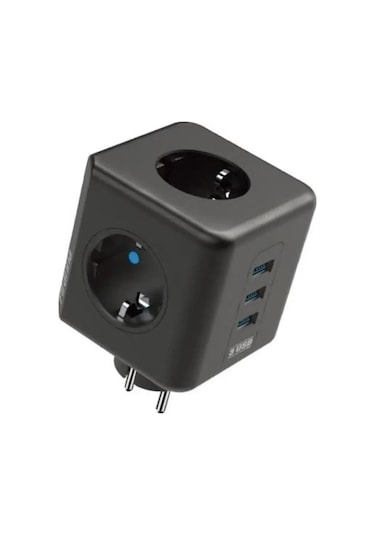 Termal Akım Korumalı Isıya Dayanıklı 3'lü Duvar Tipi Priz 2 X Usb 1 X Type C Çıkışlı 2 M
