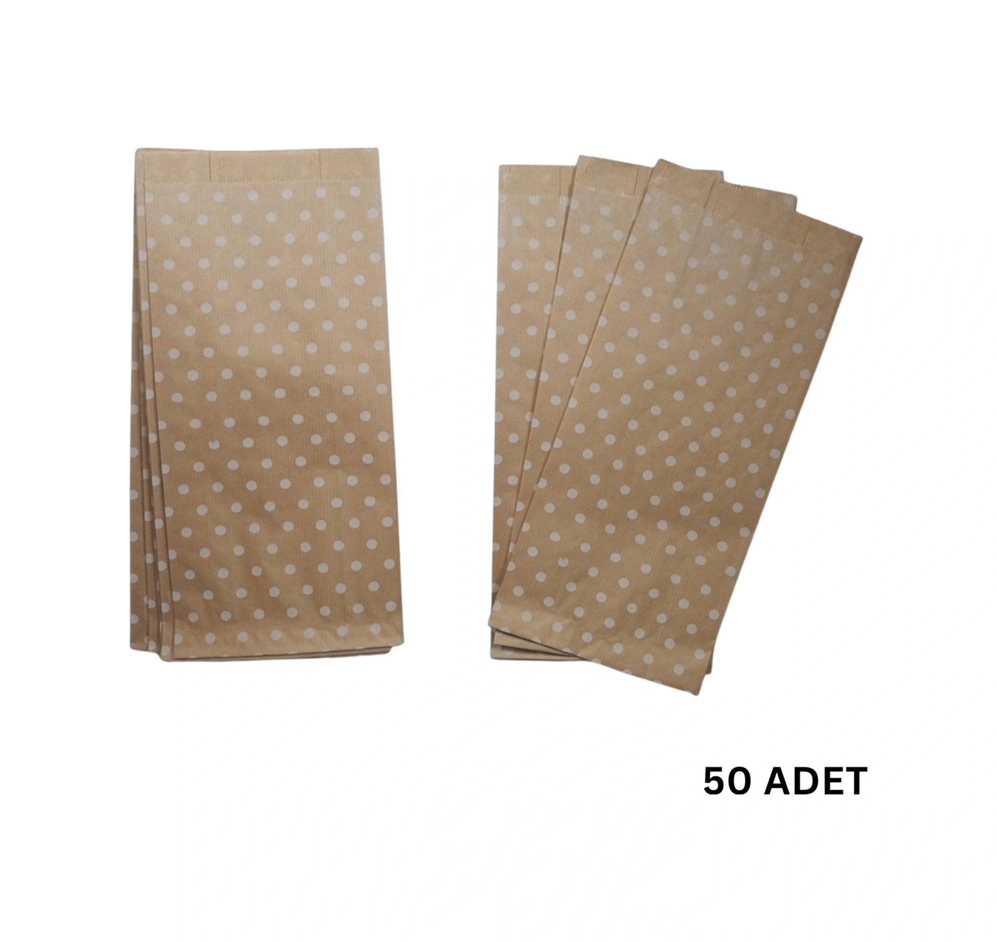 Körüklü Kraft Kese Kağıdı, Beyaz Puantiyeli Şamua Hediye, Ambalaj