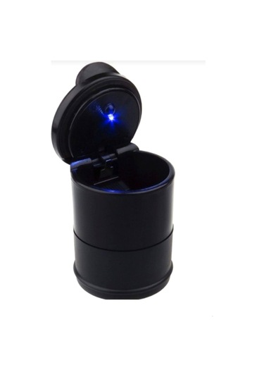 Carub Universal Kül Tablası Kapaklı Led Işıklı Kokusuz Küllük Siyah