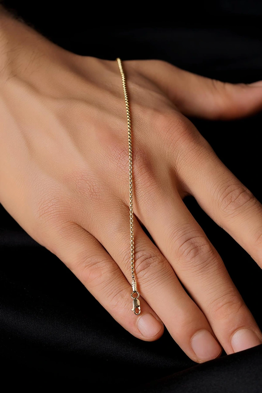 14 Ayar Altın Desenli Küp Zincir Erkek Bileklik Sarı Altın