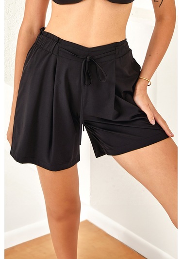 Uv Korumalı Kadın Havuz Deniz Şort Mayo 4409 Siyah03 Siyah