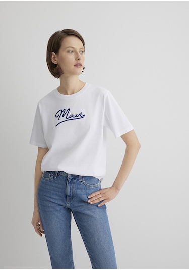 Mavi - Mavi Jeans Baskılı Beyaz Tişört 1612421-620 Beyaz