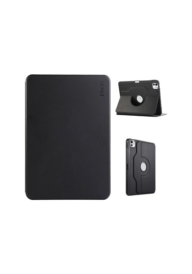 İpad Pro Uyumlu 12,9 İnç 2018 / İpad Pro 12.9 2020 / İpad Pro 12.9 2022 / İpad Pro 12.9 2021 / İpad Pro 12.9 2. Nesil 2022 / İpad Air 13 2024 İçin Enkay Hat Prens Stand Kılıf Tpu+pu Otomatik Uyandırma / Uyku 360 Derece Dönebilen Tablet Kılıfı