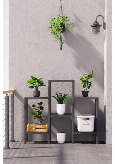 6 Katlı Banyo Düzenyelici Raf Mutfak Banyo Salon Çocuk Odası Düzenleyici Raf - Siyah Siyah