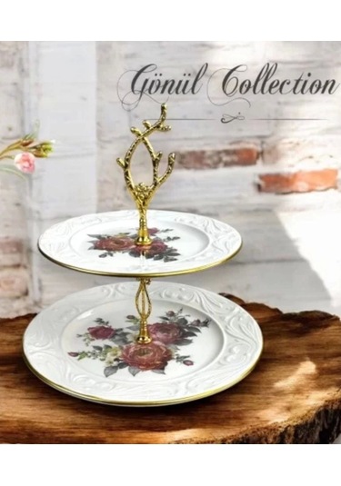 Gönül Gnl4550 Amelie Seramik İki Katlı Kurabiyelik Çok Renkli