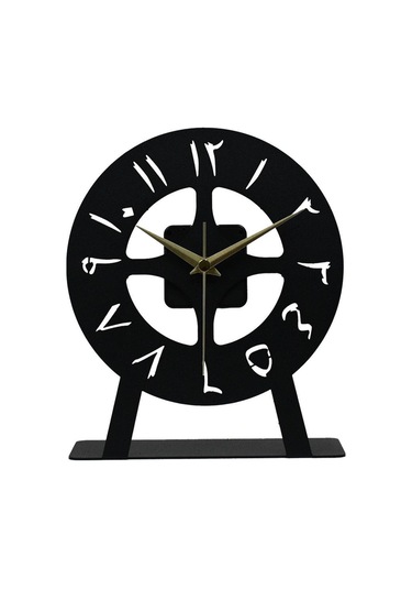 Arabic Model Metal Lazer Kesim Akar Sessiz Mekanizmalı Masa Saati Siyah