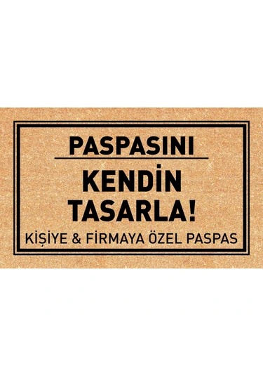 Kişiye Özel Yazılı Coco Kapı Önü Paspası 60x40 Kaymaz Taban Açık Kahverengi