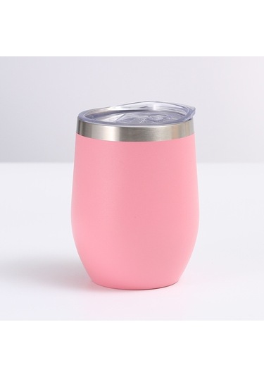 12oz 354ml Paslanmaz Çelik Yumurta Kabuğu Kupa Mini U-şekilli Çift Katmanlı Vakum Yalıtımlı Bardak Pembe