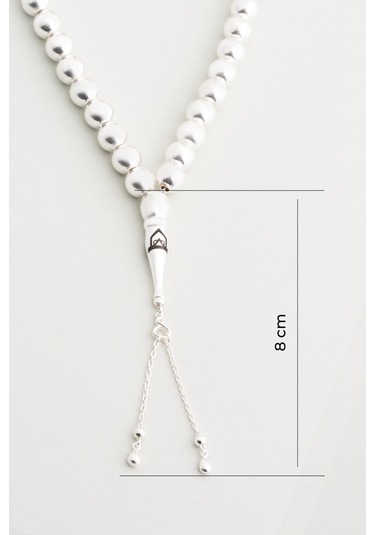 Modern Tasarım 21 Cm Gümüş Tesbih Beyaz