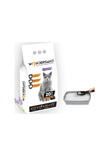 Wondersand Lavanta Kokulu Topaklaşan Kalın Beyaz Bentonit Kedi Kumu 20 L