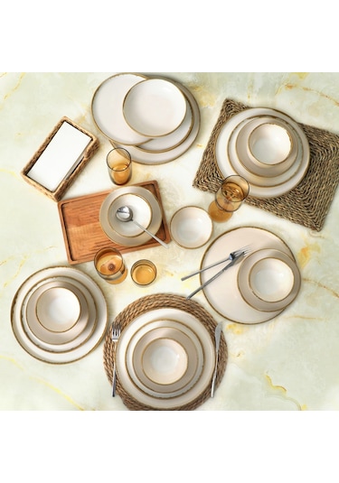 Keramika Straw Nordic Yemek Takımı 24 Parça 6 Kişilik