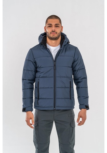 Tactical Şişme Mont Suya Dayanıklı Rüzgâr Geçirmez Dik Yaka Kapüşonlu Mont - 312-763-lacivert Lacivert