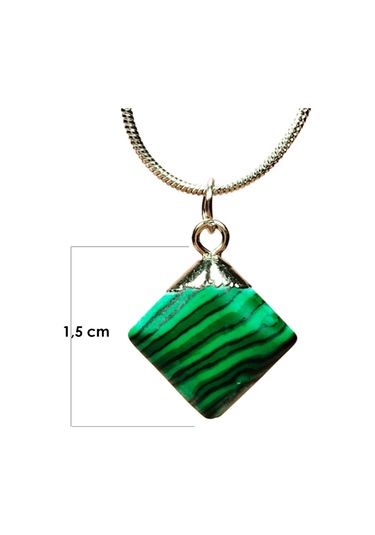 Malakit Doğal Taşı Zincirli El Yapımı Kolye Uç: 1,5 Cm Zincir: 20 Cm Kutulu