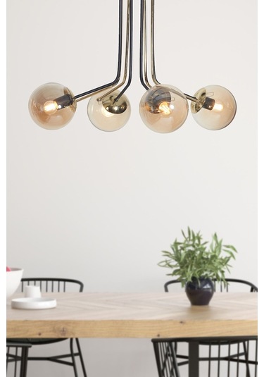 Luzarana Optik 4 Lü Gold-Siyah Metal Gövde Bal Rengi Camlı Tasarım Lü... (483752956) Çok Renkli