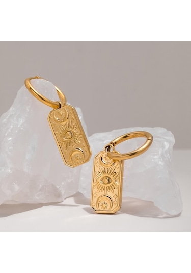 Novahub Uhbınyca Şeytan Gözü Kolye Küpe Kadınlar İçin, Paslanmaz Çelik Altın Kaplama Anti Pas Takı Altın Altın