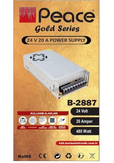 Peace B2887 Led Kamera Adaptörü Metal Kasalı Fanlı 480w 24v 20a