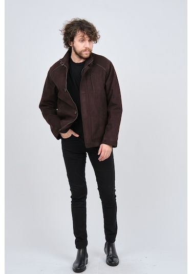 By Serco Erkek Deri Biyeli Klasik Kaban 0620680 Koyu Kahve-Kahve Melanj Kahverengi Melanj