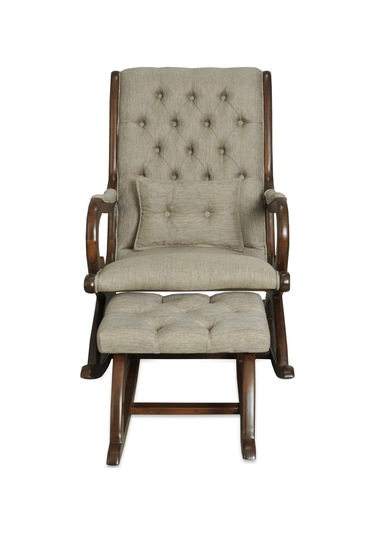 Asedia Rustik Ceviz Krem Sallanan Sandalye Dinlenme Koltuğu