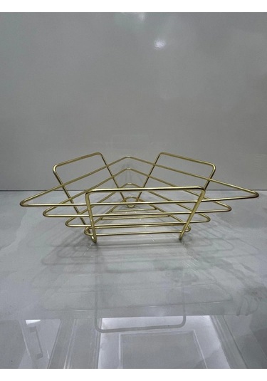 Üçgen Sepet, Meyve Sepeti, Ekmek Sepeti, Modern Tel Sepet Gold