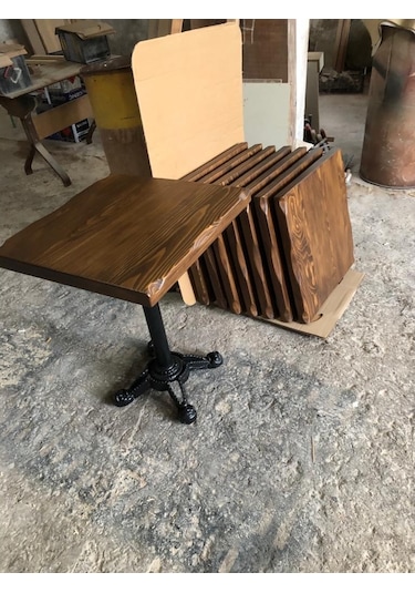 Bintaşmobilya Ceviz Renk Kütük Cafe Masası Imalatı Istanbul 60X60.Cm