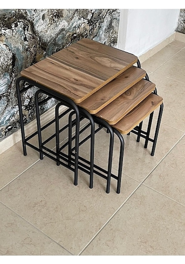 Aslanstore 4'Lü Metal Zigon Sehpa