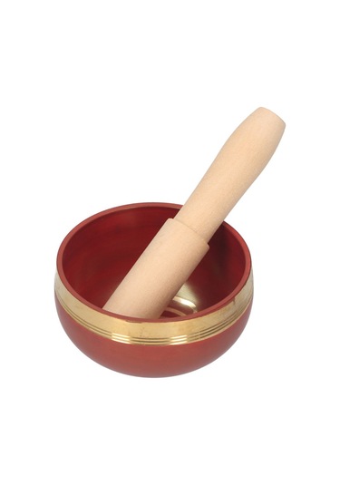 Vkemall Tibet Şarkı Kasesi Seti Buda Ses Kasesi Ve Ahşap Tokmak Charka Kasesi -kırmızı