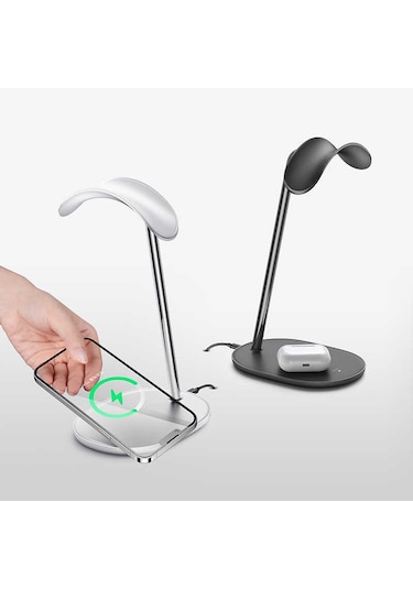 Benks L40 Pro 2 in 1 Kulaklık Standı & Kablosuz Şarj Standı - Red Dot Design Award - ZORE-220196