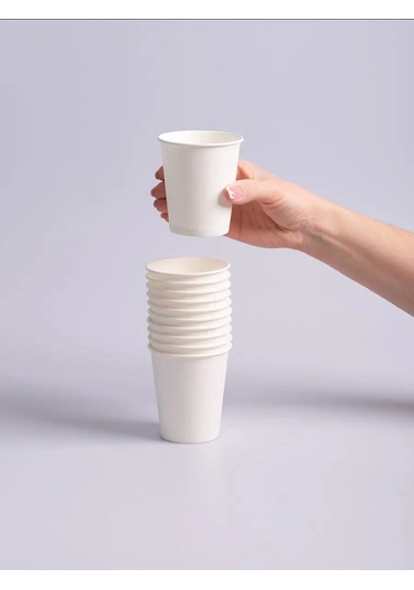 Kinomarket Öğütülmüş Kahve İçin 250 Ml Kağıt Tek Kullanımlık Bardaklar. 100 Adet 12325788 Beyaz
