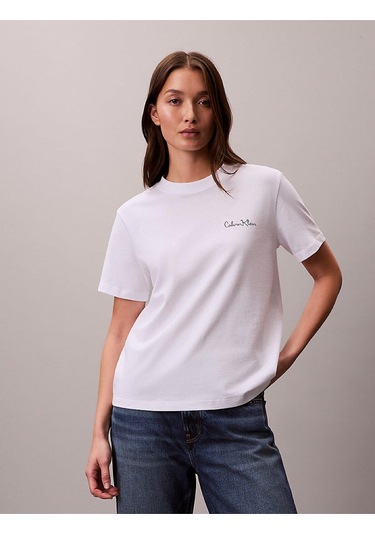 Kadın Classic Grafik T-shirt-13022 Beyaz