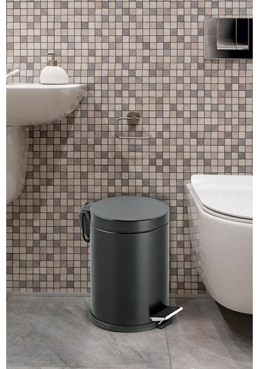 Siyah Renkli Paslanmaz Çelik Pedallı 12 Lt Çöp Kovası Siyah