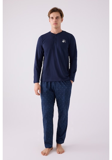 Arnetta 3147 Uzun Kol Erkek Pijama Takımı Lacivert