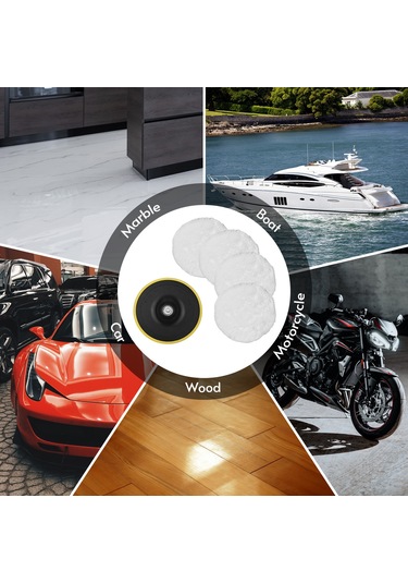 Suofeng 6 Parça 15,5 Cm Yün Cila Pedi Ve M14 Matkap Adaptörü İle Matkap Bağlantısı İçin Parlatma Pedleri