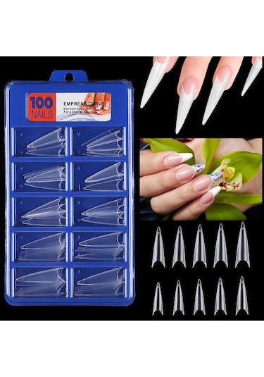 100 Adet/takım Sahte Tırnaklar Akrilik Basit Sahte Tam Tırnak Süslemeleri Yapıştırma