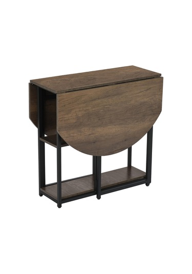 Nona Siyah Metal Kahverengi Katlanır Yemek Masası