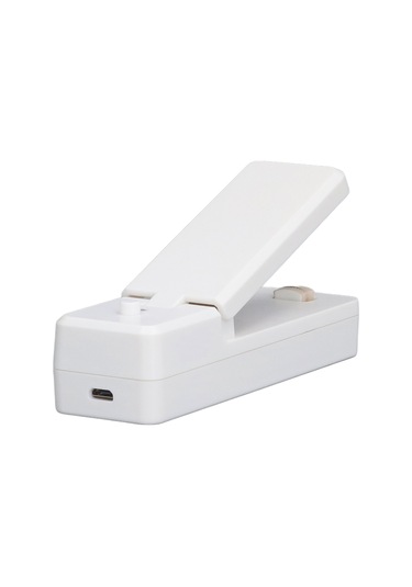 Tenfowee Ev Ve Seyahat İçin Usb Şarjlı Manyetik Mini Poşet Kapama Makinesi - Yemekleri Taze Tutan Kesici Ve Kapatici, Beyaz Beyaz
