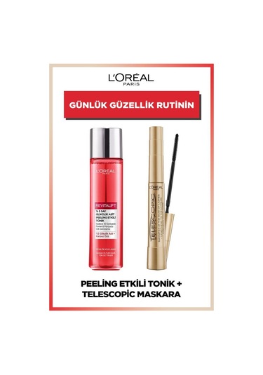 Revitalift %5 Saf Glikolik Asit Peeling Etkili Tonik 180ml & Telescopic Siyah Maskara pktglklktnktlscpcmskr-9293
