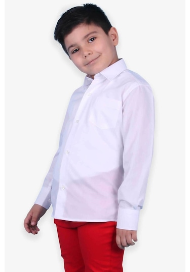 Breeze Erkek Çocuk Gömlek Basic 3-14 Yaş, Beyaz